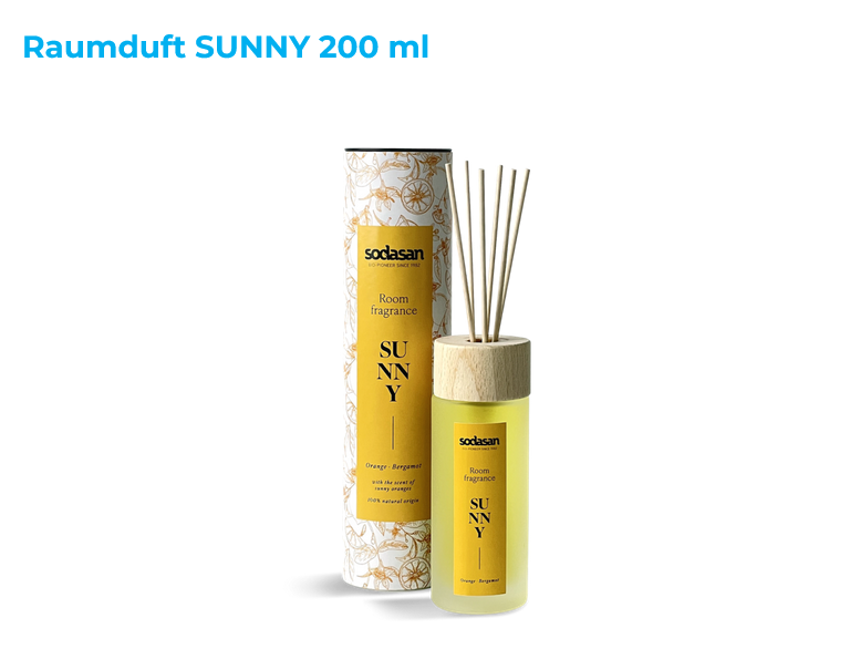 Sodasan Raumduft Sunny inkl. Buchenholzsticks 200 ml