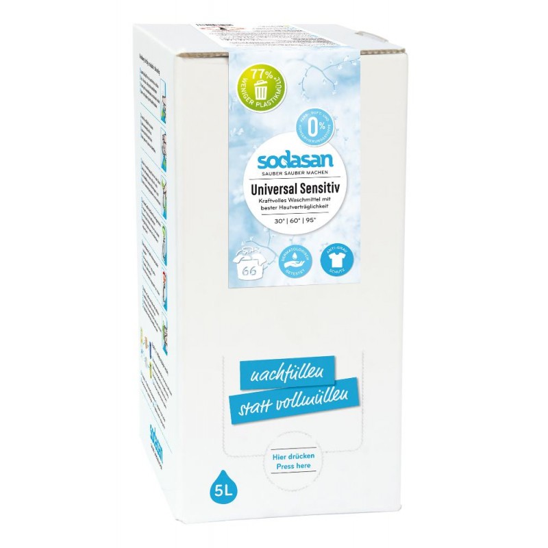 Sodasan Universalflüssigwaschmittel Sensitive 5 l Bagin Box
