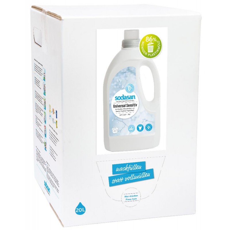 Sodasan Universalflüssigwaschmittel Sensitive 20  l Bagin Box-