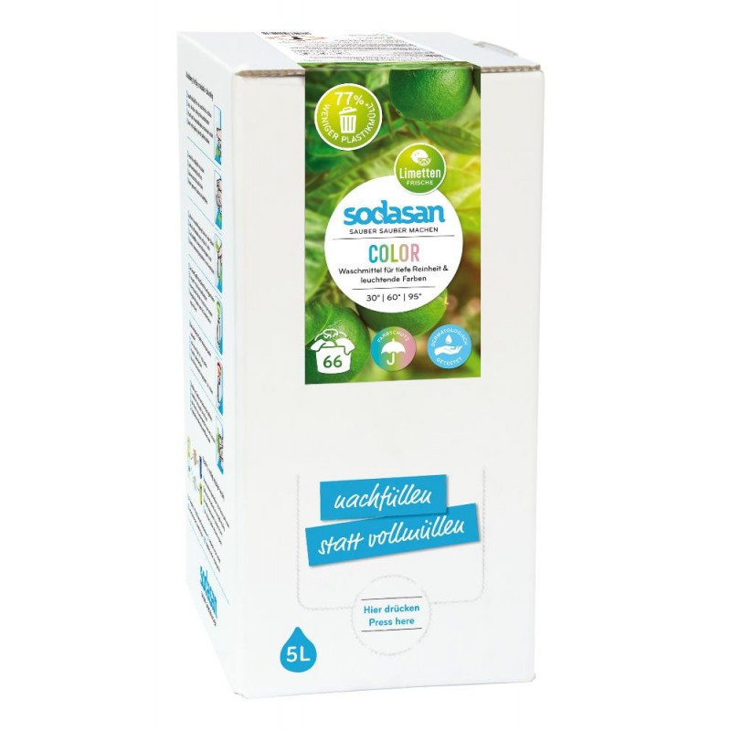 Sodasan Color Limette Flüssigwaschmittel 5 l Bagin Box